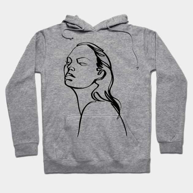 One line woman face  drawing, Abstract minimal female single line art Hoodie by 9georgeDoodle